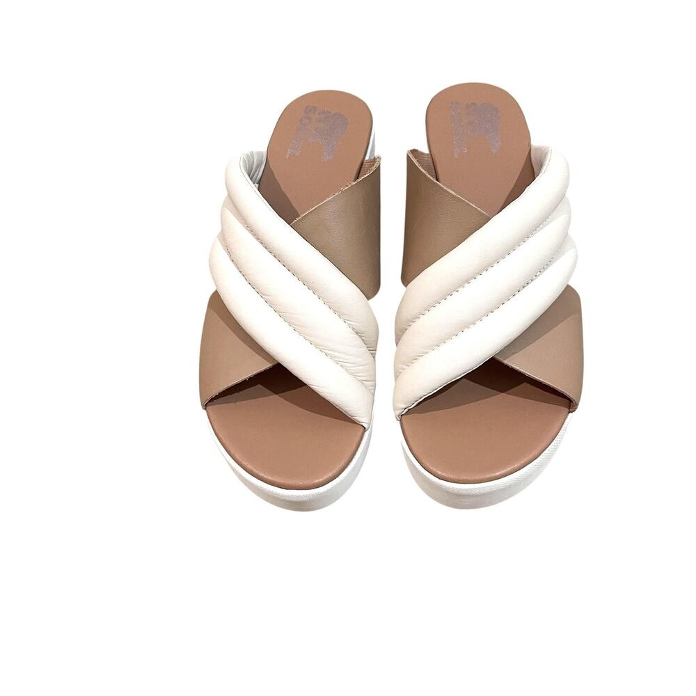Sorel Shoes Cameron Flatform Puff Wedge Mule Sandal Size 8 | Color: Cream/White - Picture 3 of 11